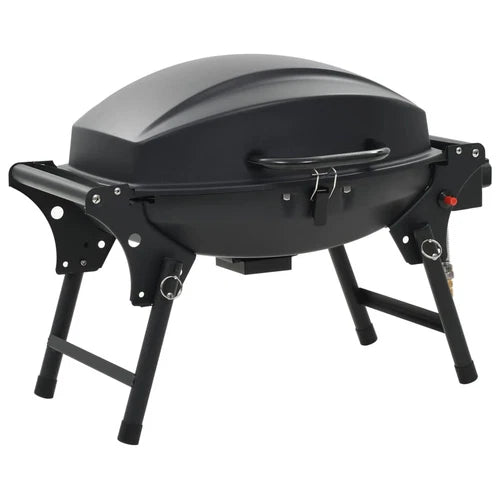 Barbecue à Gaz Portatif 2 Zone de Cuisson Noir Terrasse Grill de Jardin