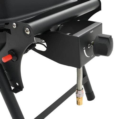 Barbecue à Gaz Portatif 2 Zone de Cuisson Noir Terrasse Grill de Jardin