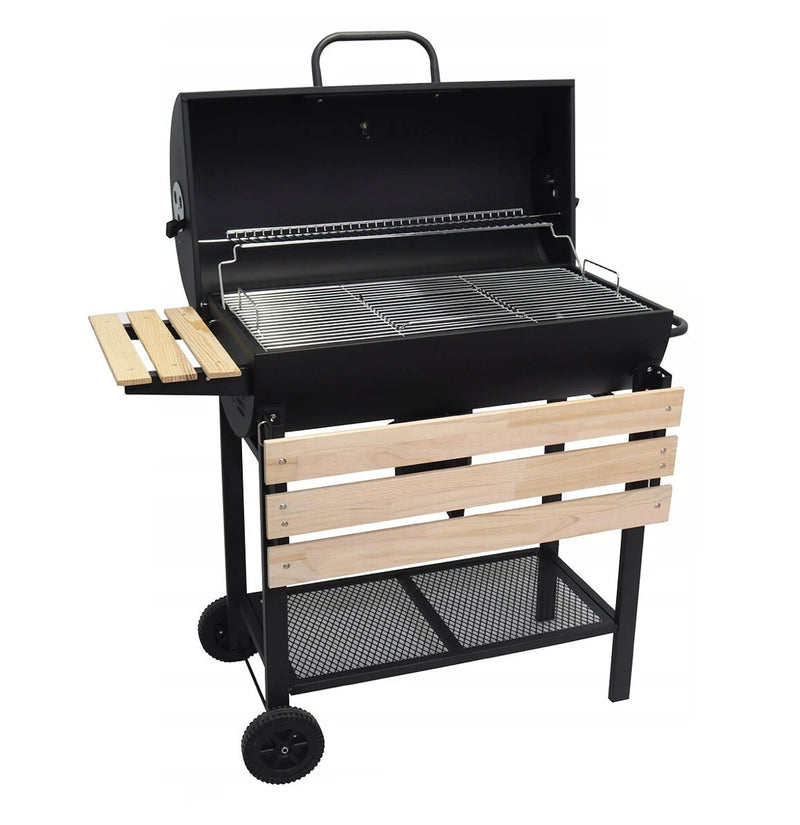 Barbecue de jardin au charbon de bois avec étagères 108 x 65 cm, grand barbecue