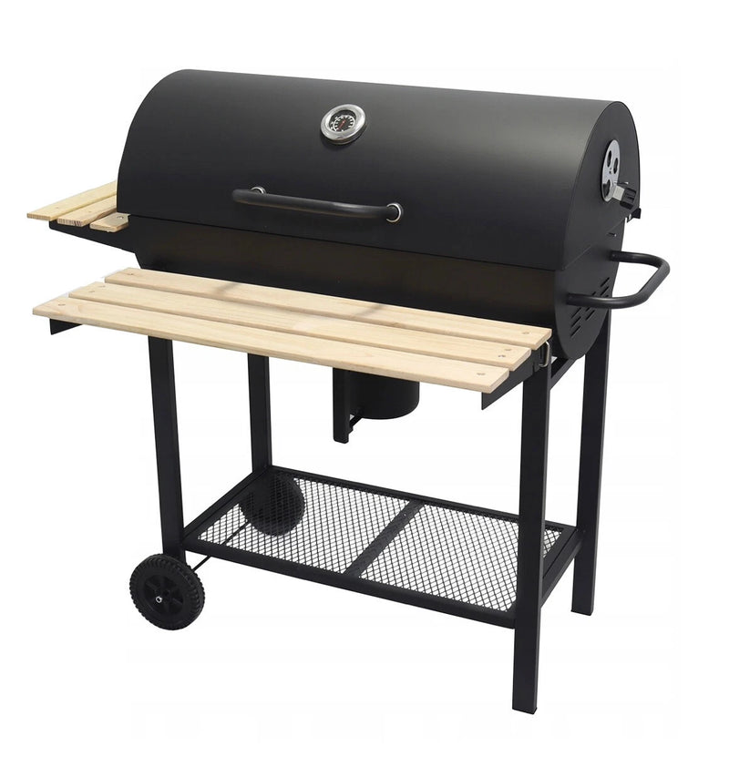 Barbecue de jardin au charbon de bois avec étagères 108 x 65 cm, grand barbecue