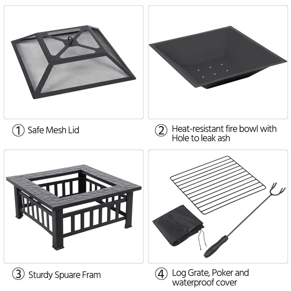 Brasero Exterieur Jardin Terrasses Brasero pour Fête Foyer Poêle Chauffant Noir