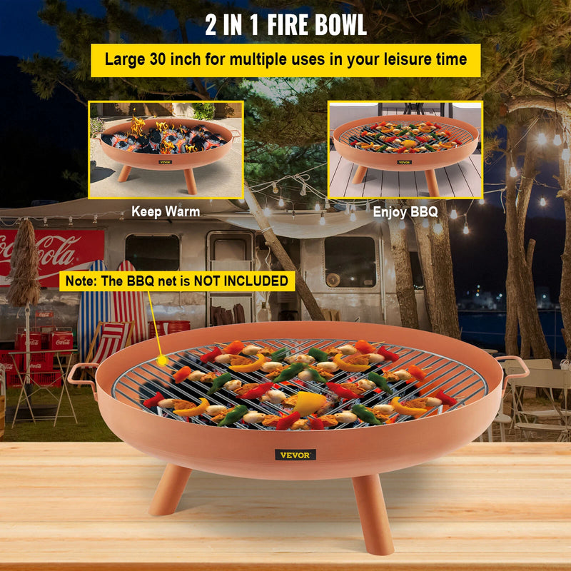 Braséro Extérieur de Jardin Bol Feu Extérieur Acier au Carbone 77cm 2 en 1