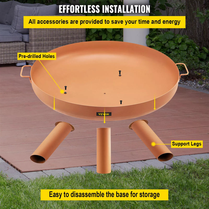 Braséro Extérieur de Jardin Bol Feu Extérieur Acier au Carbone 77cm 2 en 1