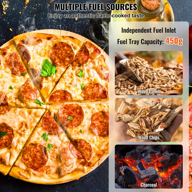 Four à Pizza d’Extérieur 12 po Four à Granulés Portable avec Rotation