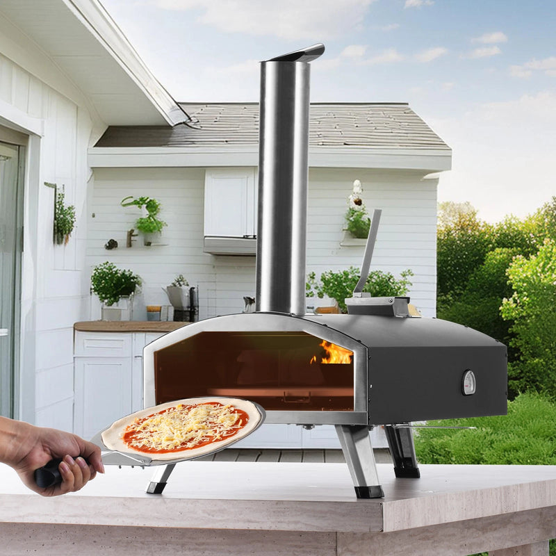 Four à Pizza d’Extérieur 12 po Four à Granulés Portable avec Rotation
