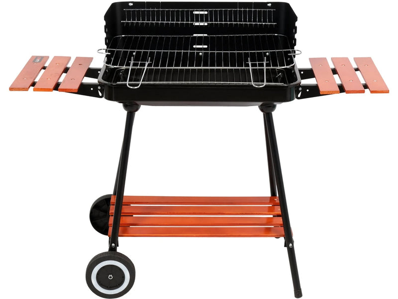 Grill à charbon de bois 53x33 cm, ouvert avec étagère, barbecue de camping