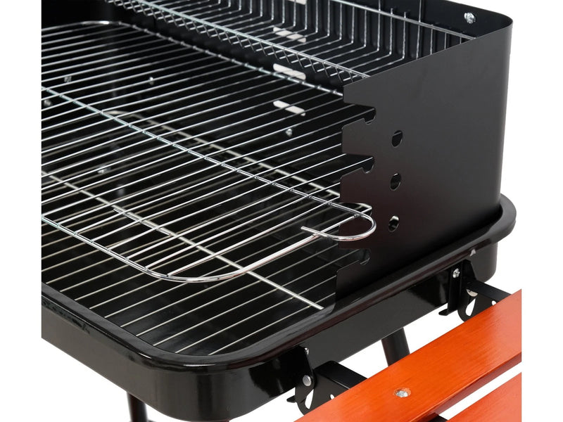 Grill à charbon de bois 53x33 cm, ouvert avec étagère, barbecue de camping