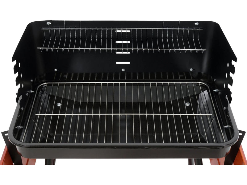 Grill à charbon de bois 53x33 cm, ouvert avec étagère, barbecue de camping