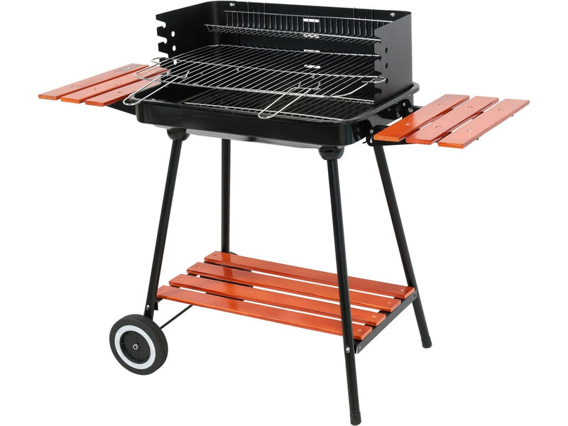 Grill à charbon de bois 53x33 cm, ouvert avec étagère, barbecue de camping