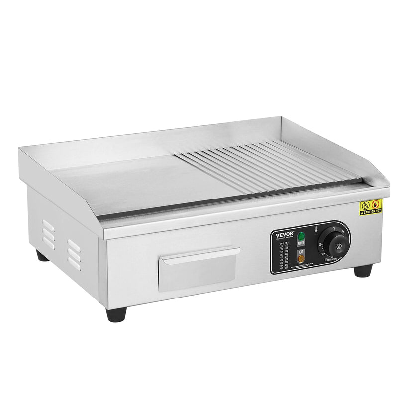 Plancha Électrique Plaque à Snacker Commerciale 3200 W Semi-plat 50-300 °C