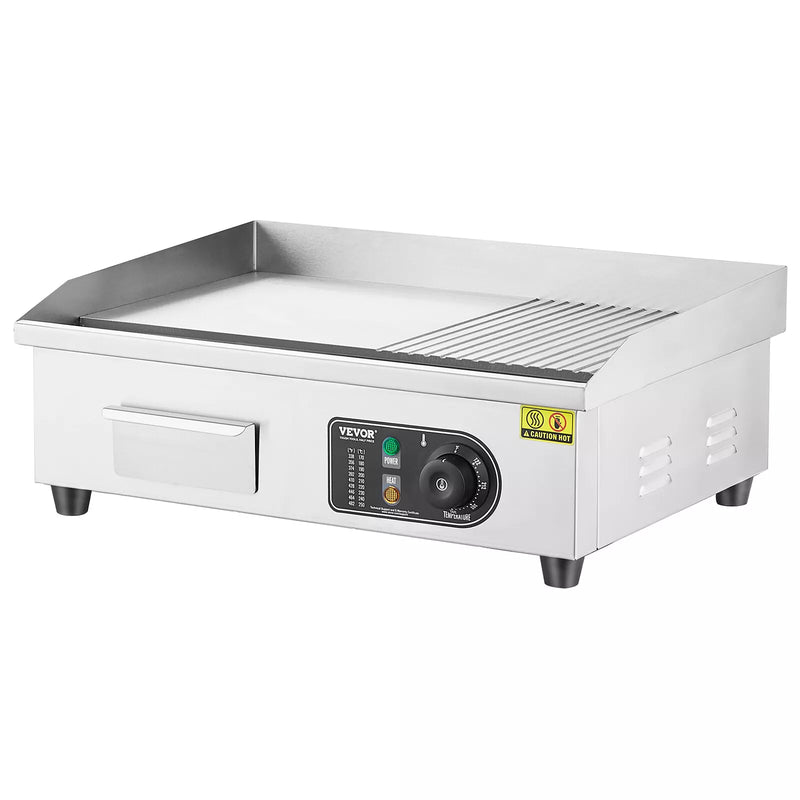 Plancha Électrique Plaque à Snacker Commerciale 3200 W Semi-plat 50-300 °C