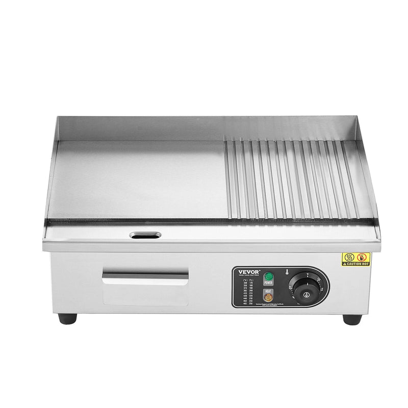 Plancha Électrique Plaque à Snacker Commerciale 3200 W Semi-plat 50-300 °C