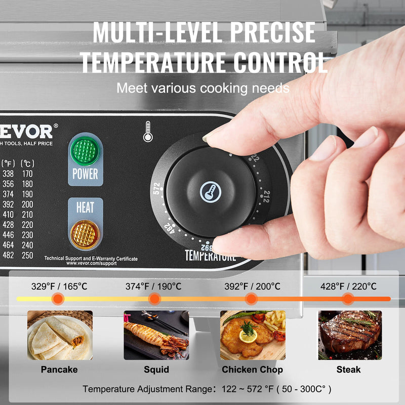 Plancha Électrique Plaque à Snacker Commerciale 3200 W Semi-plat 50-300 °C