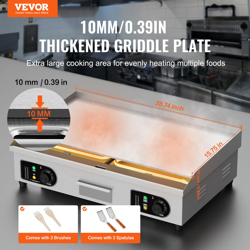 Plancha Électrique Plaque à Snacker Commerciale 4400 W 50-300 °C Réglable