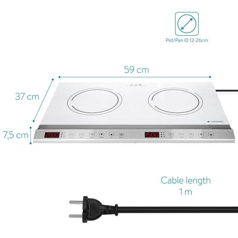 Plaque Induction 2 Foyers Portable - Double Plaque de Cuisson Vitrocéramique