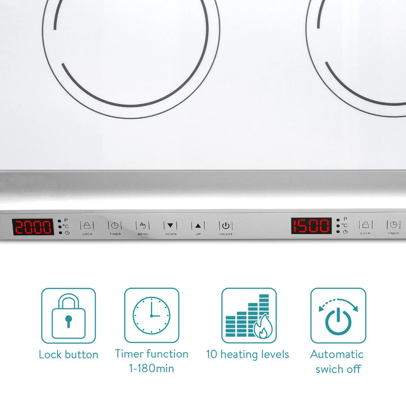 Plaque Induction 2 Foyers Portable - Double Plaque de Cuisson Vitrocéramique