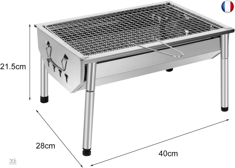 SunJas Barbecue Charbon de Bois Inox Ajustable Barbecue Démontable en Acier