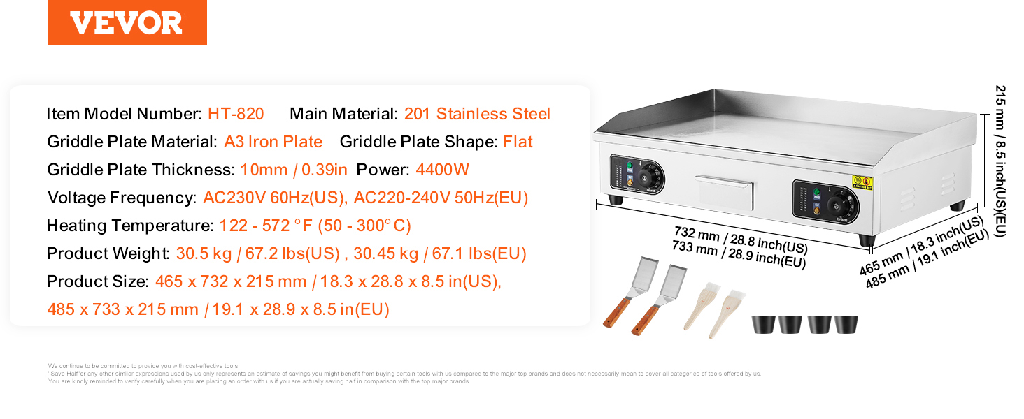 Plancha électrique commercial, Plaque à Snacker de Comptoir, Gril Plat