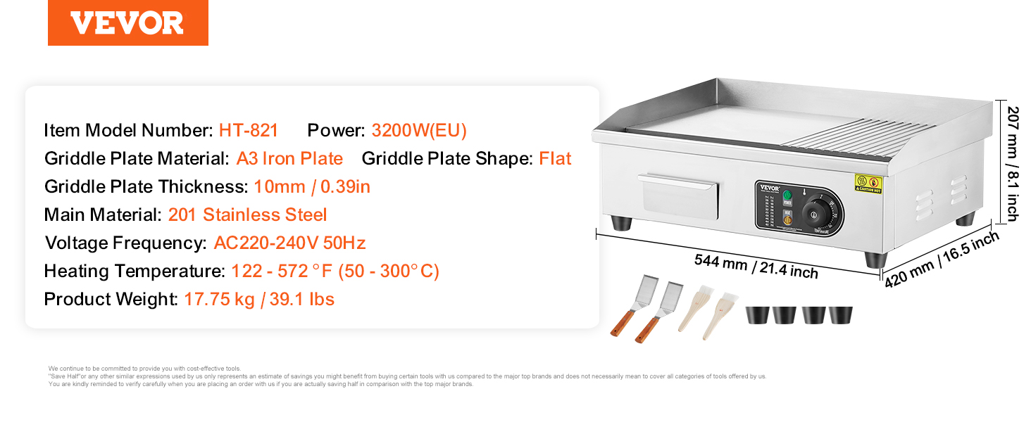 Plancha électrique commercial, Plaque à Snacker de Comptoir, Gril Plat